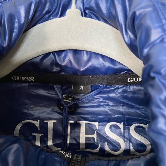 Guess Puffer Navy Black Puffer Jacket Quilted Size M - Picture 7 of 8
